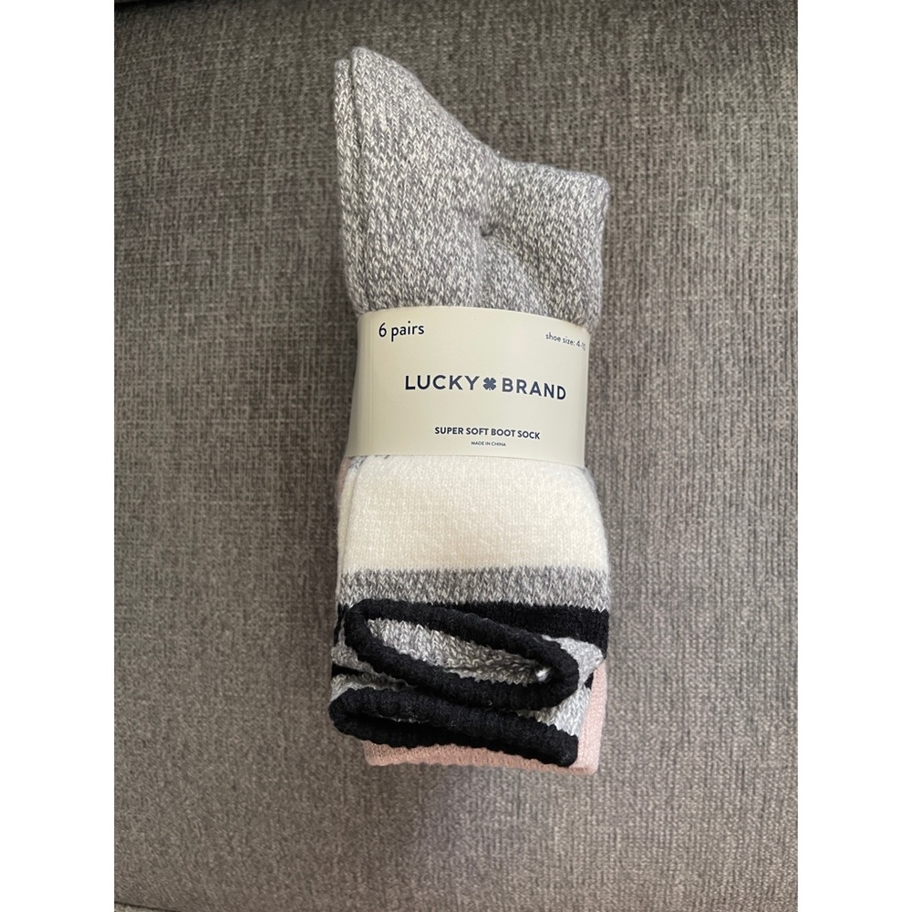 Lucky Brand Super Soft Boot Socks 6 pairs. Assorted Colors.
